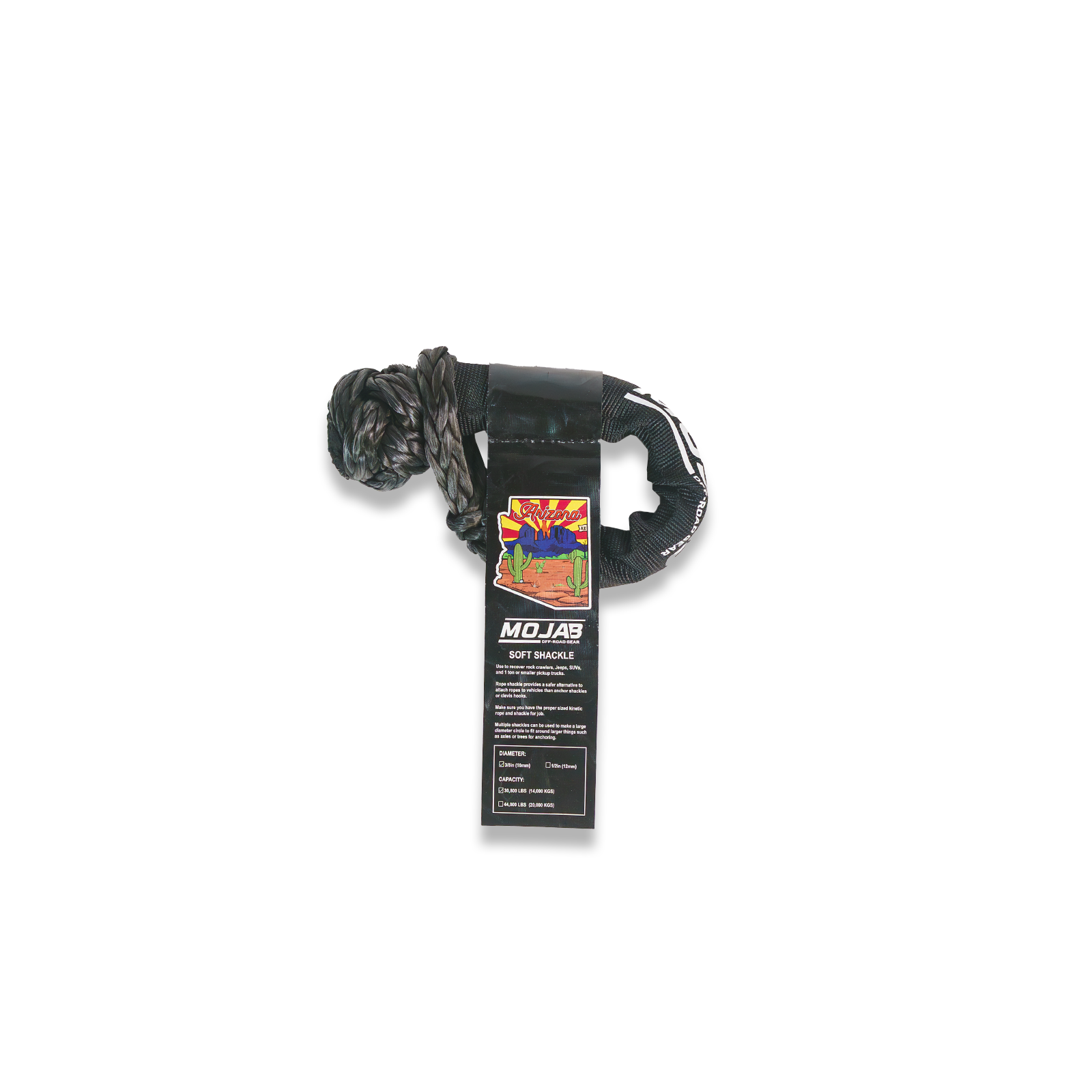 Photo of Soft Shackle 3/8'' x 14'' with sleeve and bag (Set of 2 Shackles) (Lifetime Warranty) by MOJAB OFFROAD - Premium for UTVs / Side by Sides