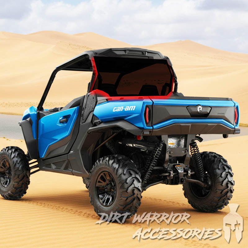 Photo of Dirt Warrior Accessories - CanAm Commander Rear Windshield 2-Seat 2021+ by Dirt Warrior Accessories - Premium WINDSHIELD for UTVs / Side by Sides