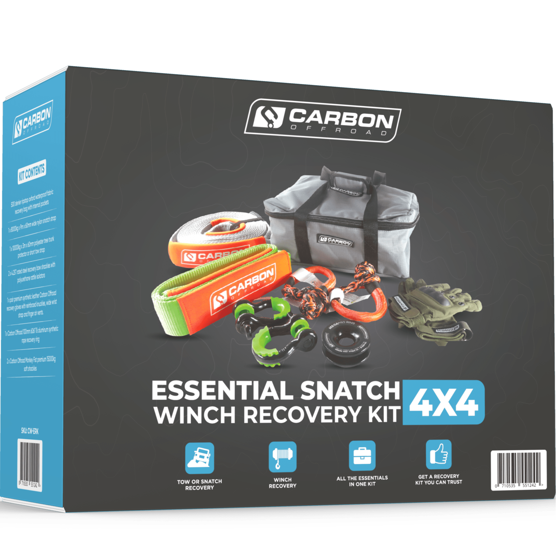 Photo of Carbon Offroad Essential Snatch and Winch 4x4 Recovery Kit by Carbon Offroad USA - Premium Recovery Gear for UTVs / Side by Sides