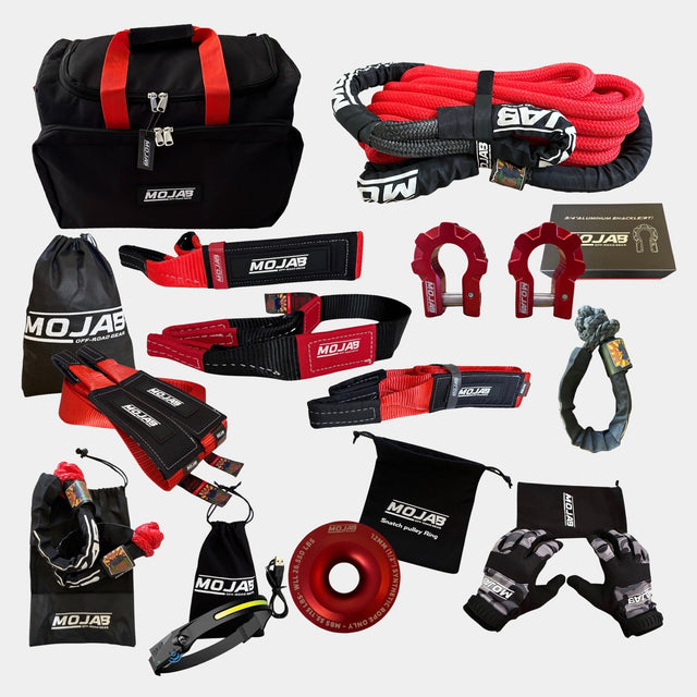 Photo of Extreme Recovery Kit (14 items + 9 storage bags + 4 Velcro tapes) *Lifetime Warranty by MOJAB OFFROAD - Premium Recovery Kit for UTVs / Side by Sides