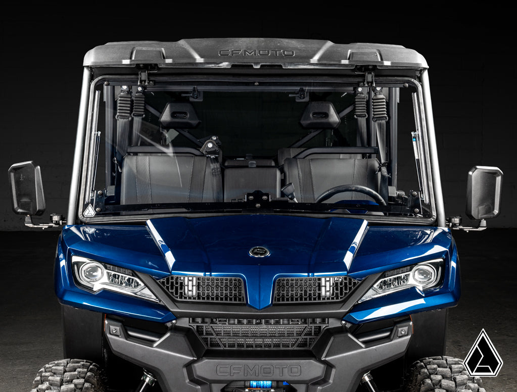 2019+ CFMOTO UForce 1000 Flip Windshield front view with windshield open — Assault Industries
