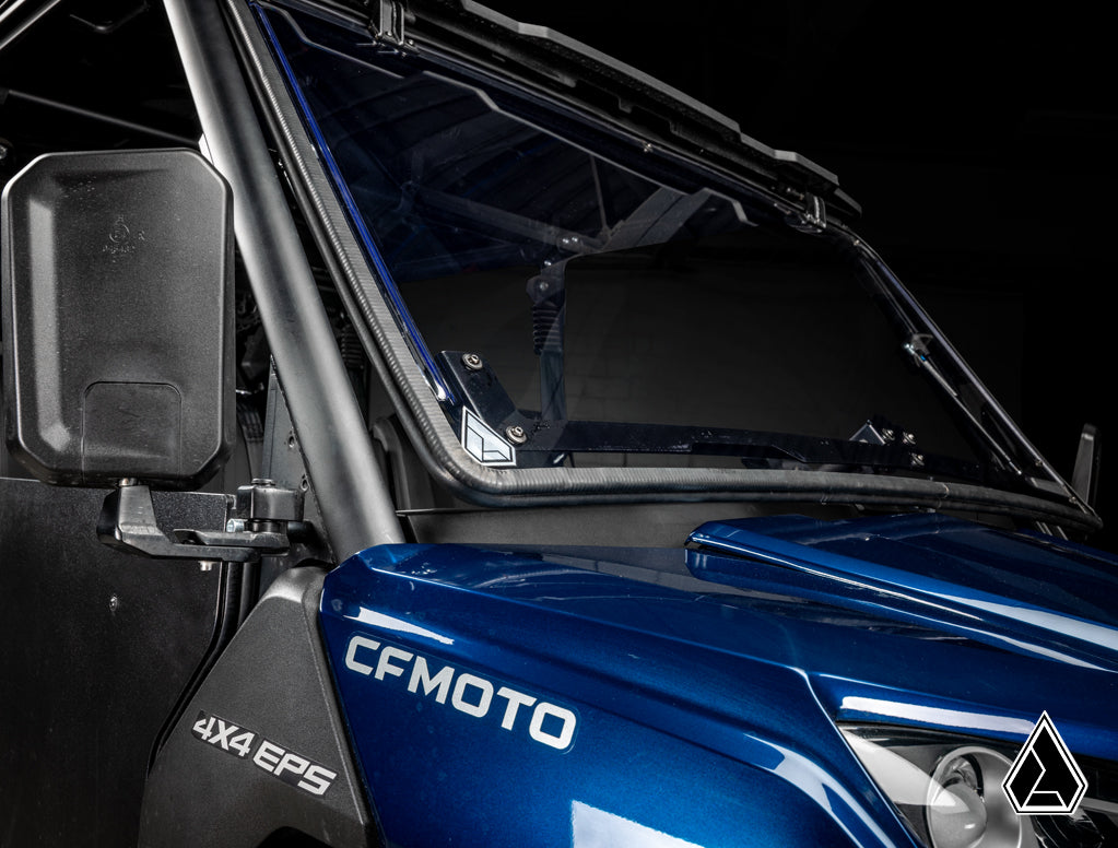 2019+ CFMOTO UForce 1000 Flip Windshield lower corner detail — Assault Industries
