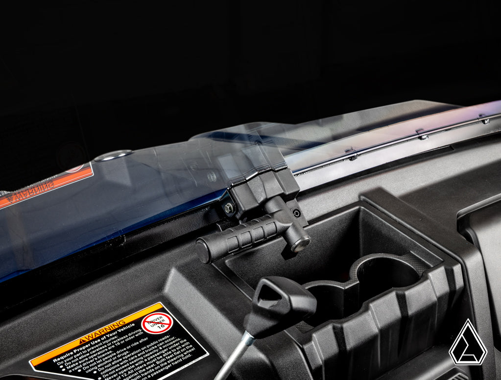 2019+ CFMOTO UForce 1000 Flip Windshield lower latch closed — Assault Industries
