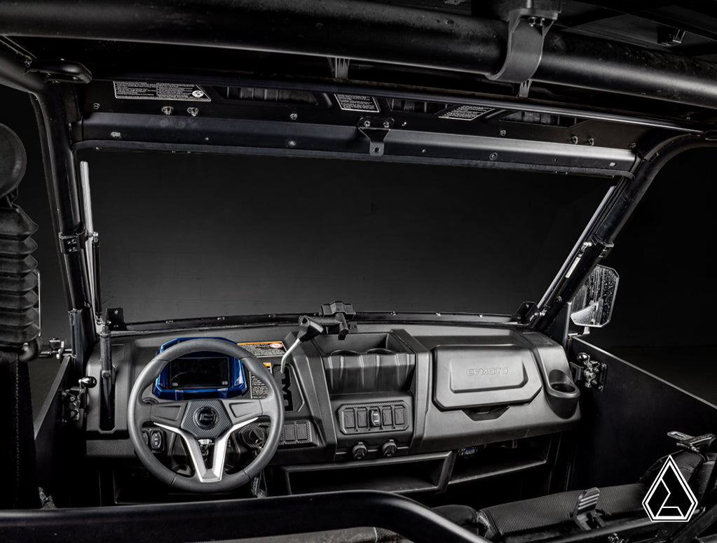 2019+ CFMOTO UForce 1000 Flip Windshield driver view with windshield open — Assault Industries