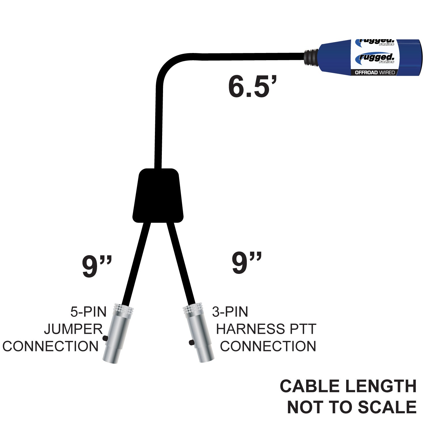Photo of RUGGED Wired SPECIAL LENGTH Single Seat Car Harness without Radio Jumper by Rugged Radios - Premium for UTVs / Side by Sides