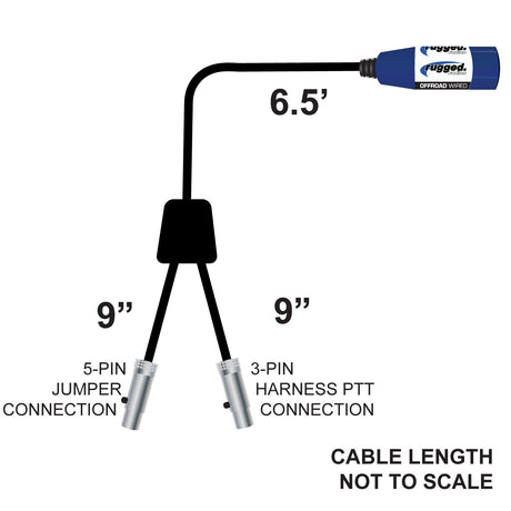 Photo of RUGGED Wired SPECIAL LENGTH Single Seat Car Harness without Radio Jumper by Rugged Radios - Premium for UTVs / Side by Sides