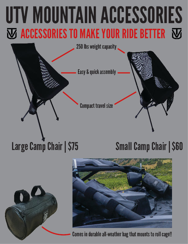 Photo of Large Camp Chair with Roll Cage Bag by UTV Mountain Accessories - Premium for UTVs / Side by Sides