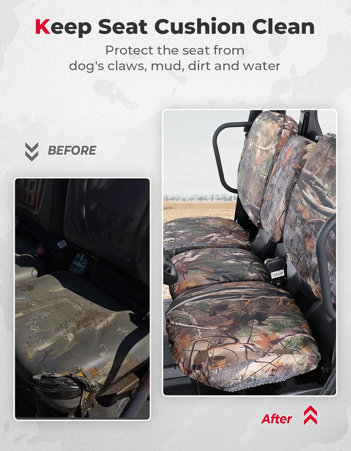 Photo of Waterproof Camo Seat Cover for Can-Am Defender MAX HD10|9|8|7 by Kemimoto - Premium for UTVs / Side by Sides