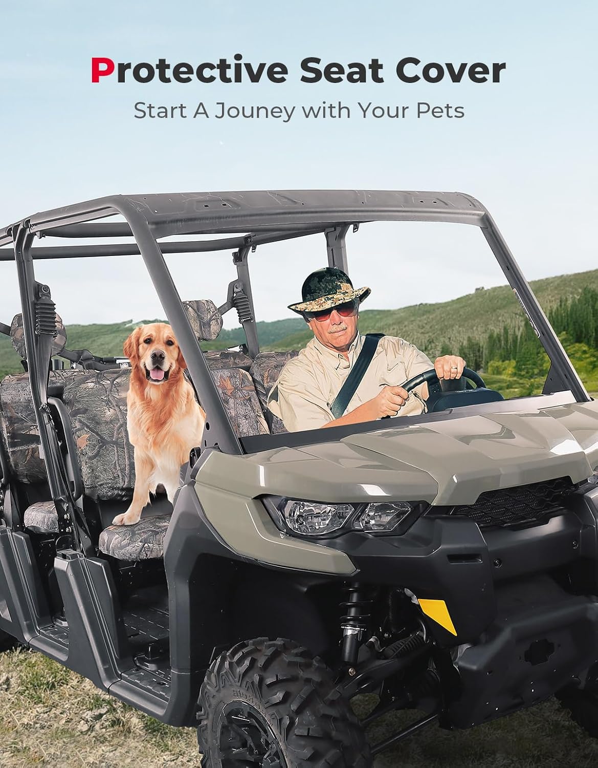 Photo of Waterproof Camo Seat Cover for Can-Am Defender MAX HD10|9|8|7 by Kemimoto - Premium for UTVs / Side by Sides