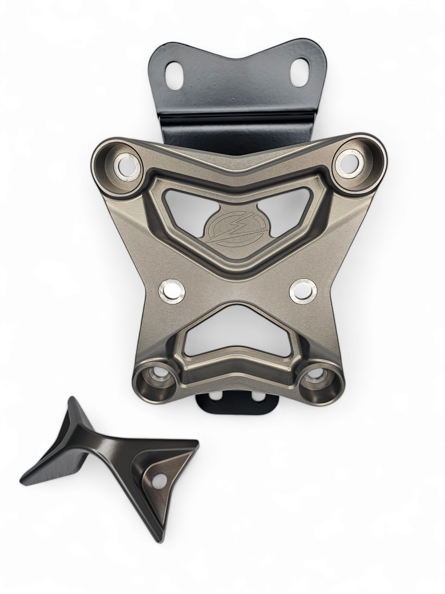 Photo of 2022 to Current Can Am X3 10 Bolt Radius Rod Plate with Pull Hook (Gun Metal) by Elektric Offroad - Premium 2017+ Can Am X3 Maverick Volt Front Winch Bumper for UTVs / Side by Sides