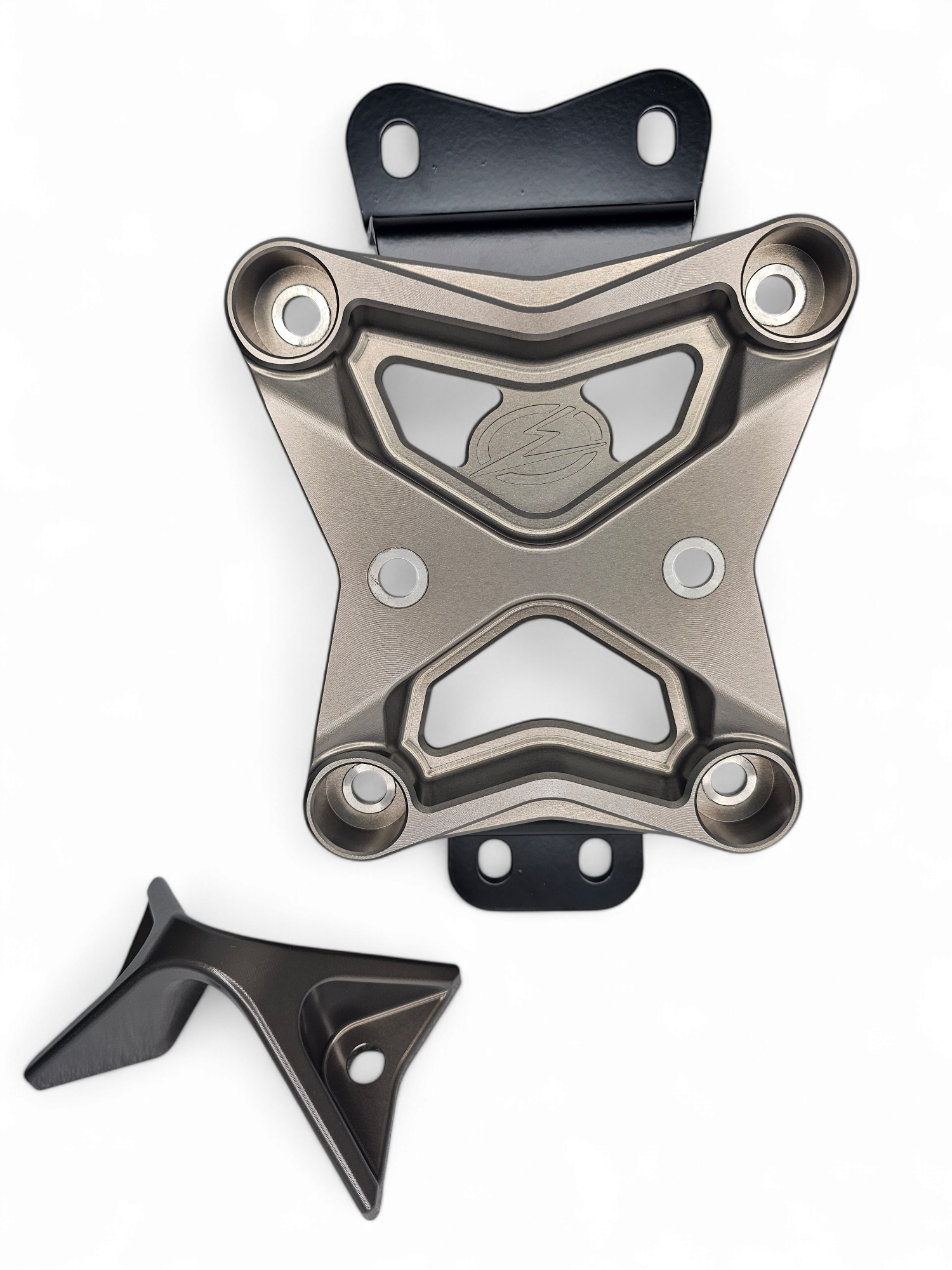 Photo of 2022 to Current Can Am X3 10 Bolt Radius Rod Plate with Pull Hook (Gun Metal) by Elektric Offroad - Premium 2017+ Can Am X3 Maverick Volt Front Winch Bumper for UTVs / Side by Sides