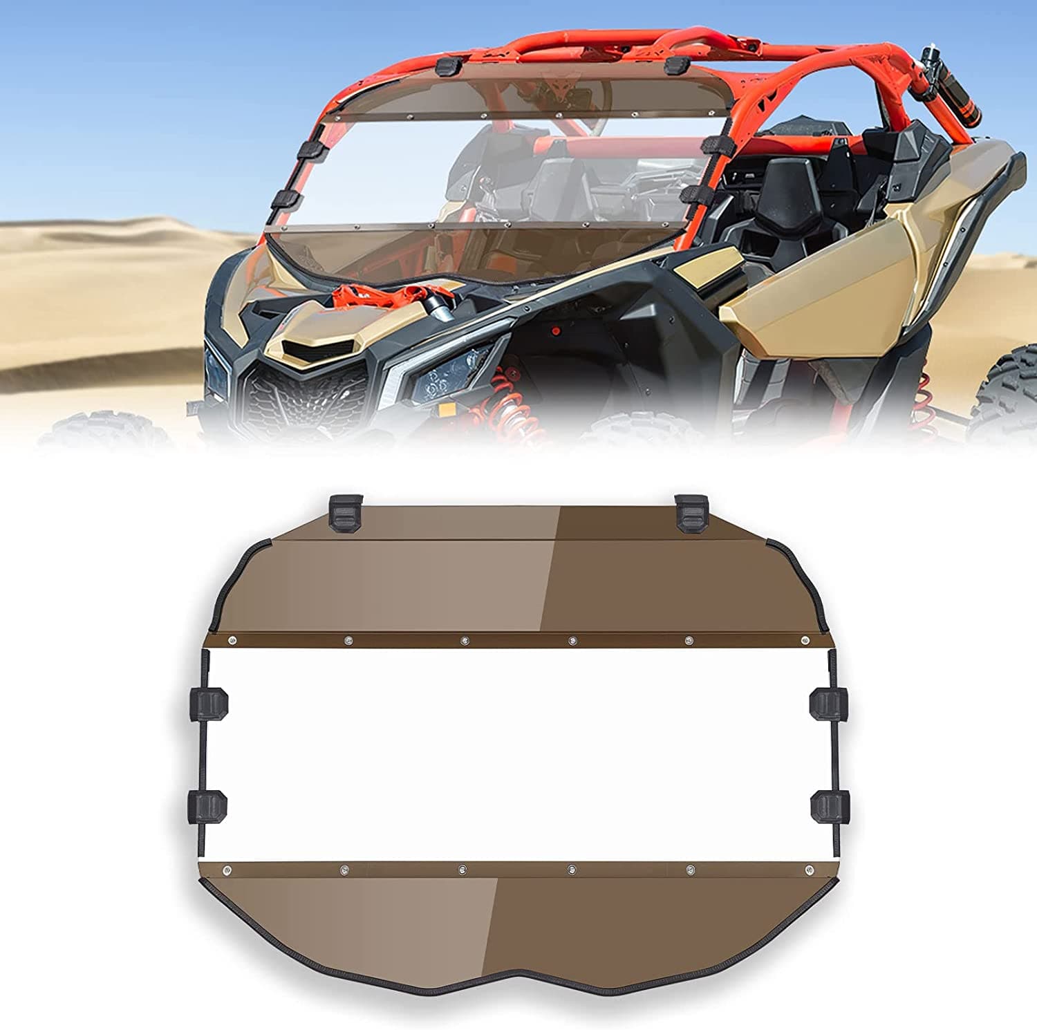 Photo of Tinted Full Windshield for Can Am Maverick X3/ MAX by Kemimoto - Premium for UTVs / Side by Sides