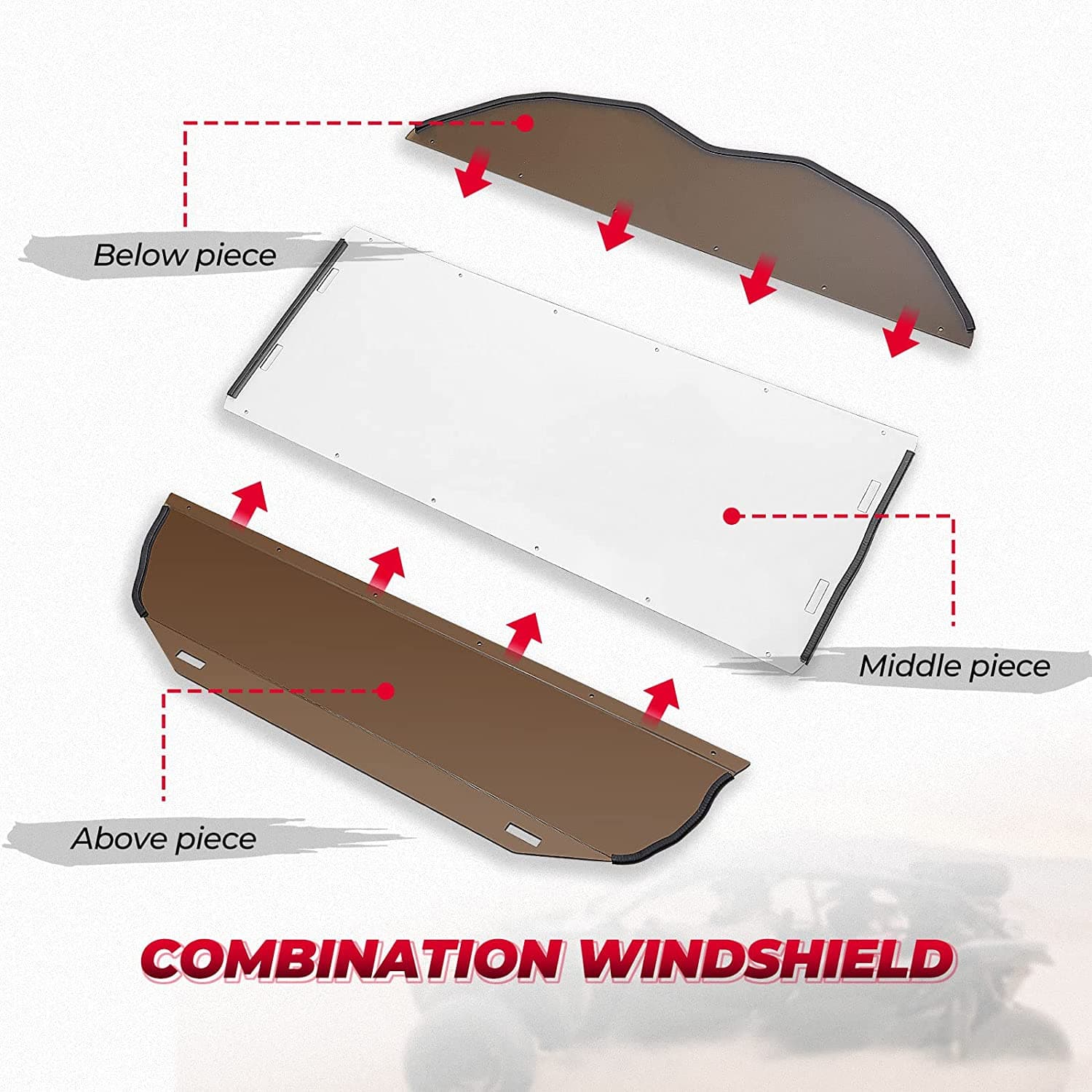 Photo of Tinted Full Windshield for Can Am Maverick X3/ MAX by Kemimoto - Premium for UTVs / Side by Sides
