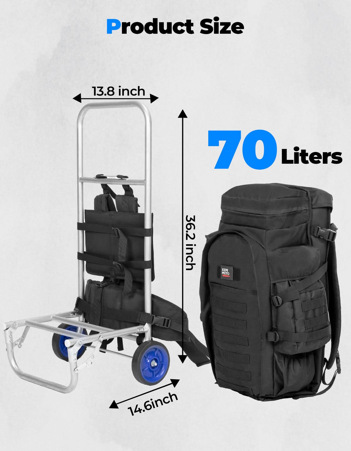 Photo of Large Capacity Travel Bag 70L for Hiking and Hunting by Kemimoto - Premium for UTVs / Side by Sides