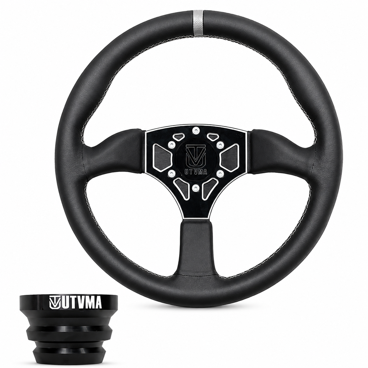 UTVMA Octane Leather Steering Wheel With Hub (Polaris, Can Am, Kawasaki, Honda Models
