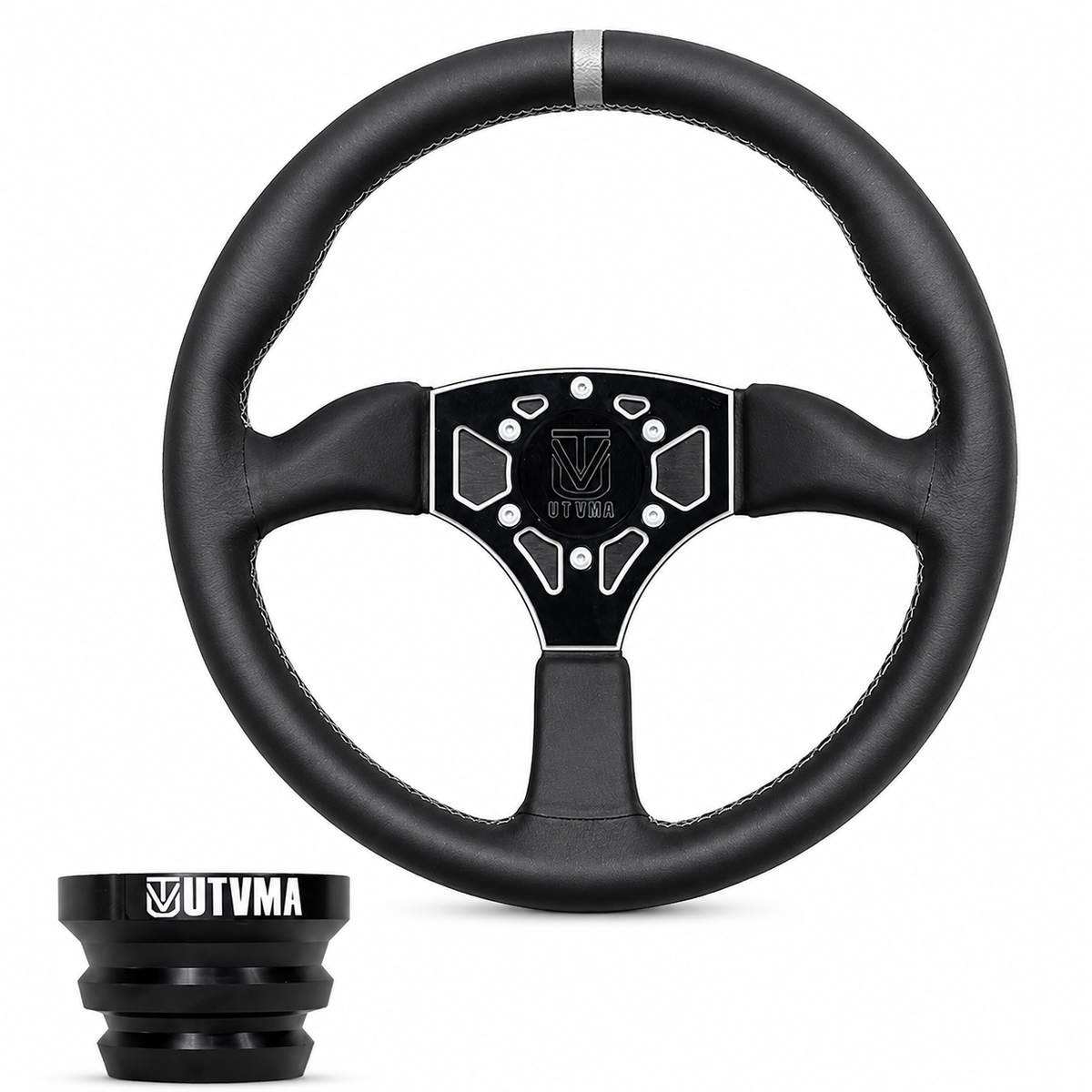 UTVMA Octane Leather Steering Wheel With Hub (Polaris, Can Am, Kawasaki, Honda Models