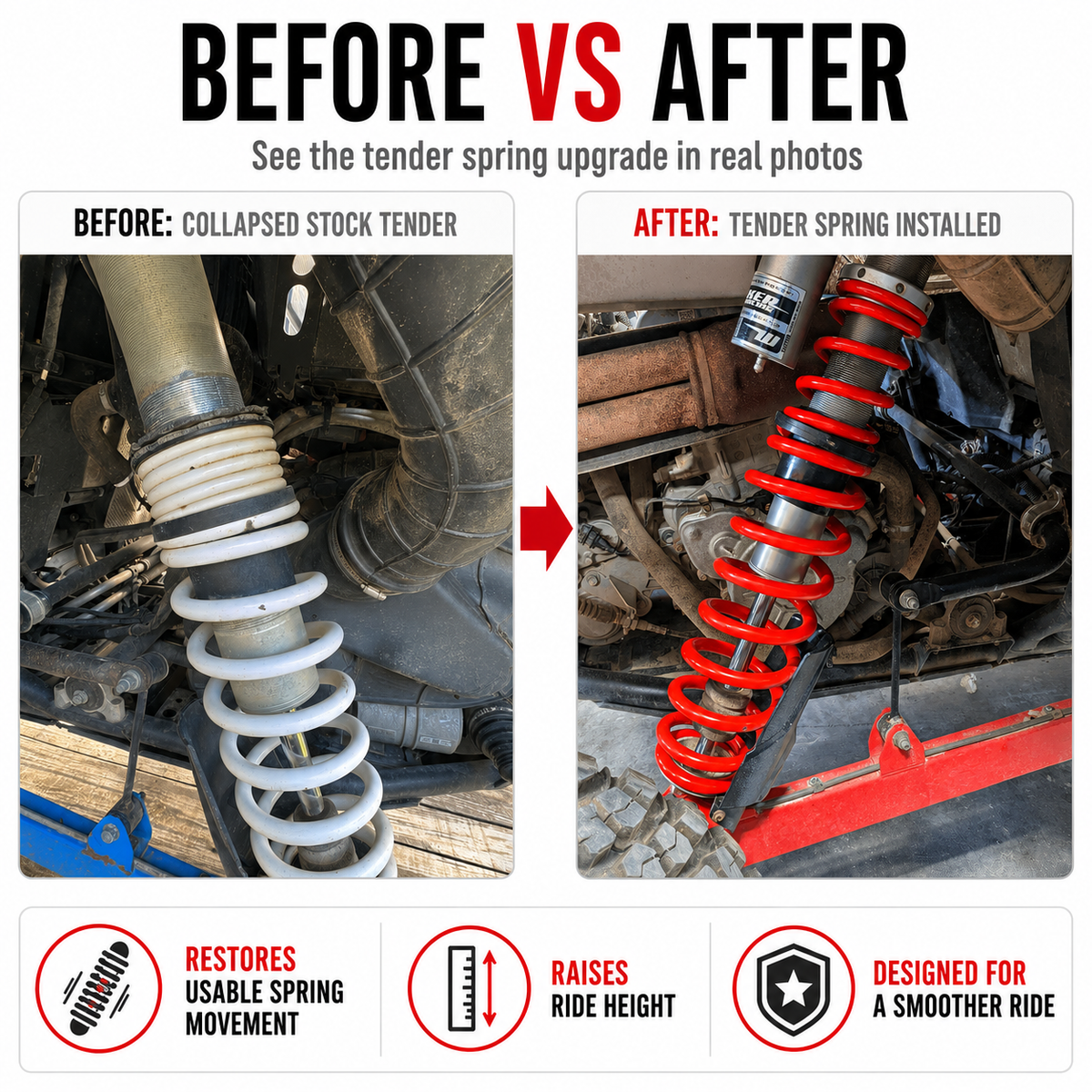 Red All Thingz UTV tender springs for Polaris RZR XP 1000 suspension