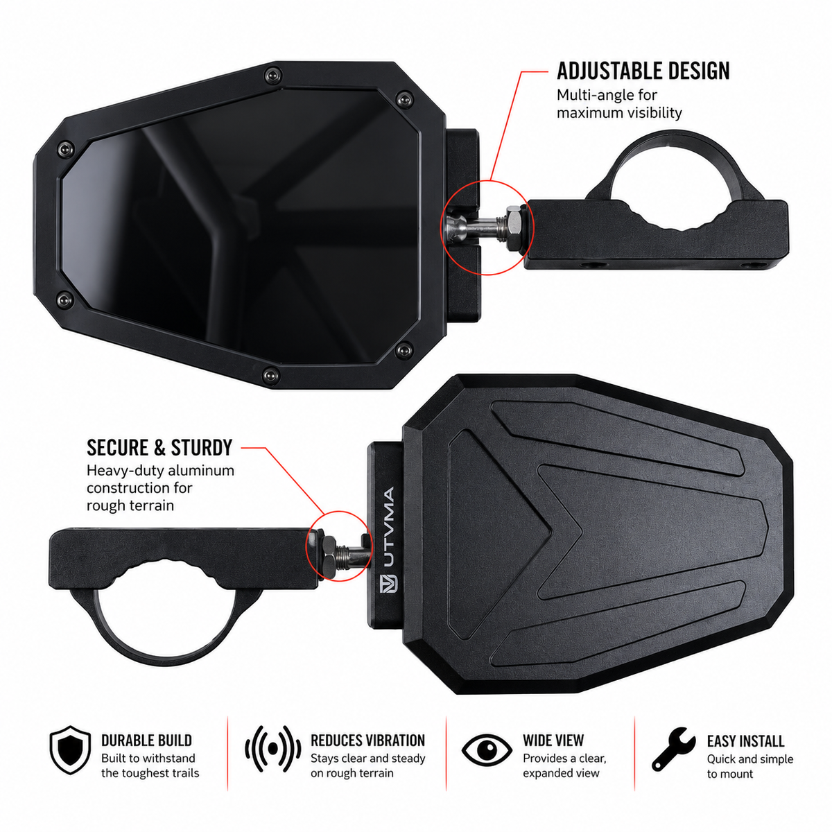 UTVMA Side View Mirrors