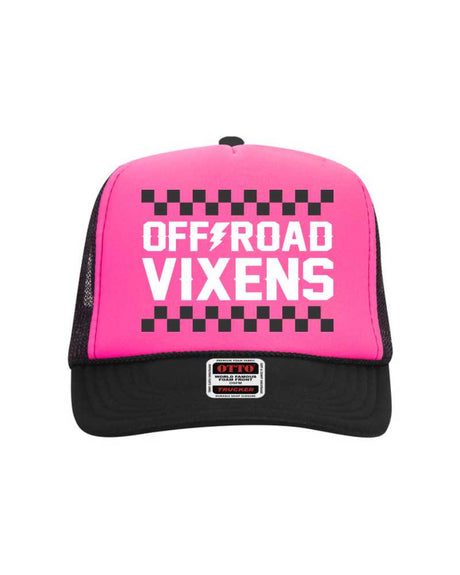Photo of Checked Out Foam Trucker - Pink/Black by OFF-ROAD VIXENS CLOTHING CO. - Premium Hats for UTVs / Side by Sides