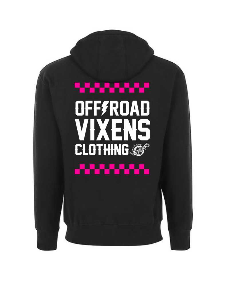 Photo of Checked Out Unisex Zip Hoodie - Black by OFF-ROAD VIXENS CLOTHING CO. - Premium Ladies Hoodies for UTVs / Side by Sides