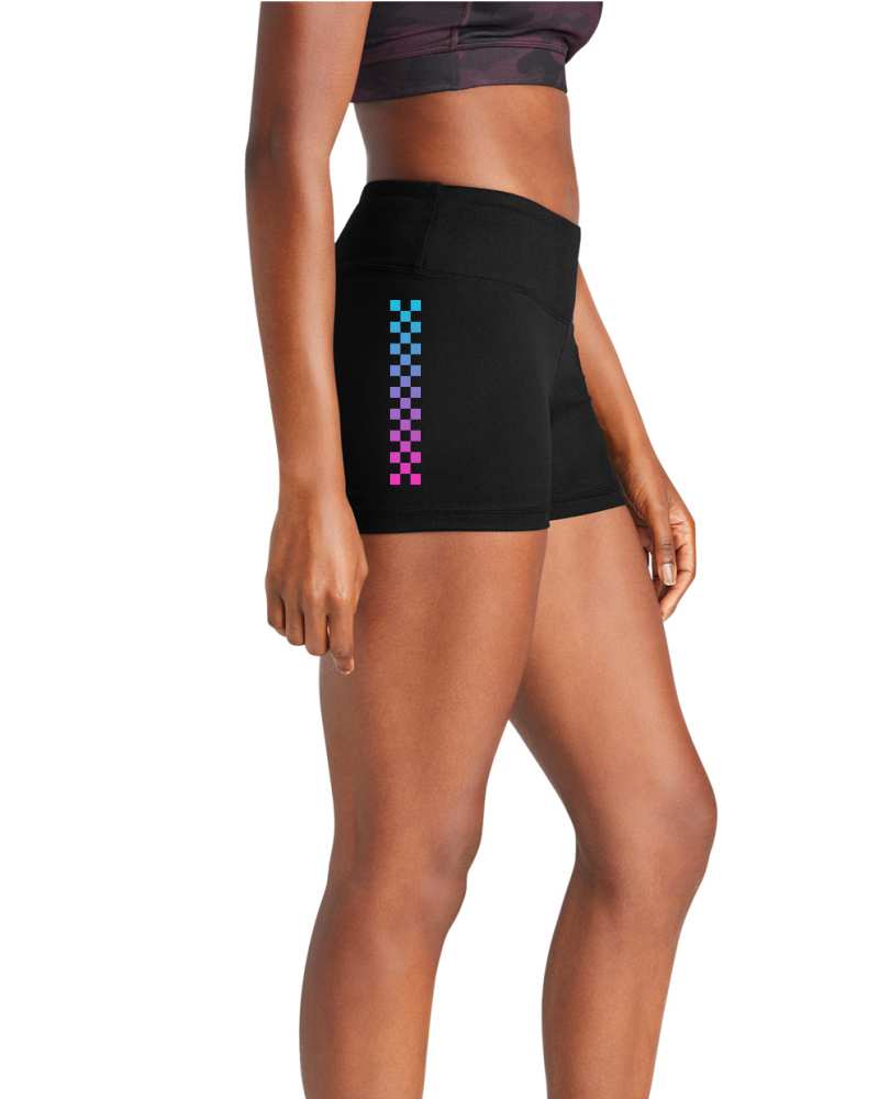 Photo of Checkered Flag Activewear Shorts by OFF-ROAD VIXENS CLOTHING CO. - Premium Apparel & Accessories for UTVs / Side by Sides
