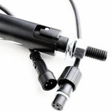 R1 LED whip quick-release mount and wiring harness close-up