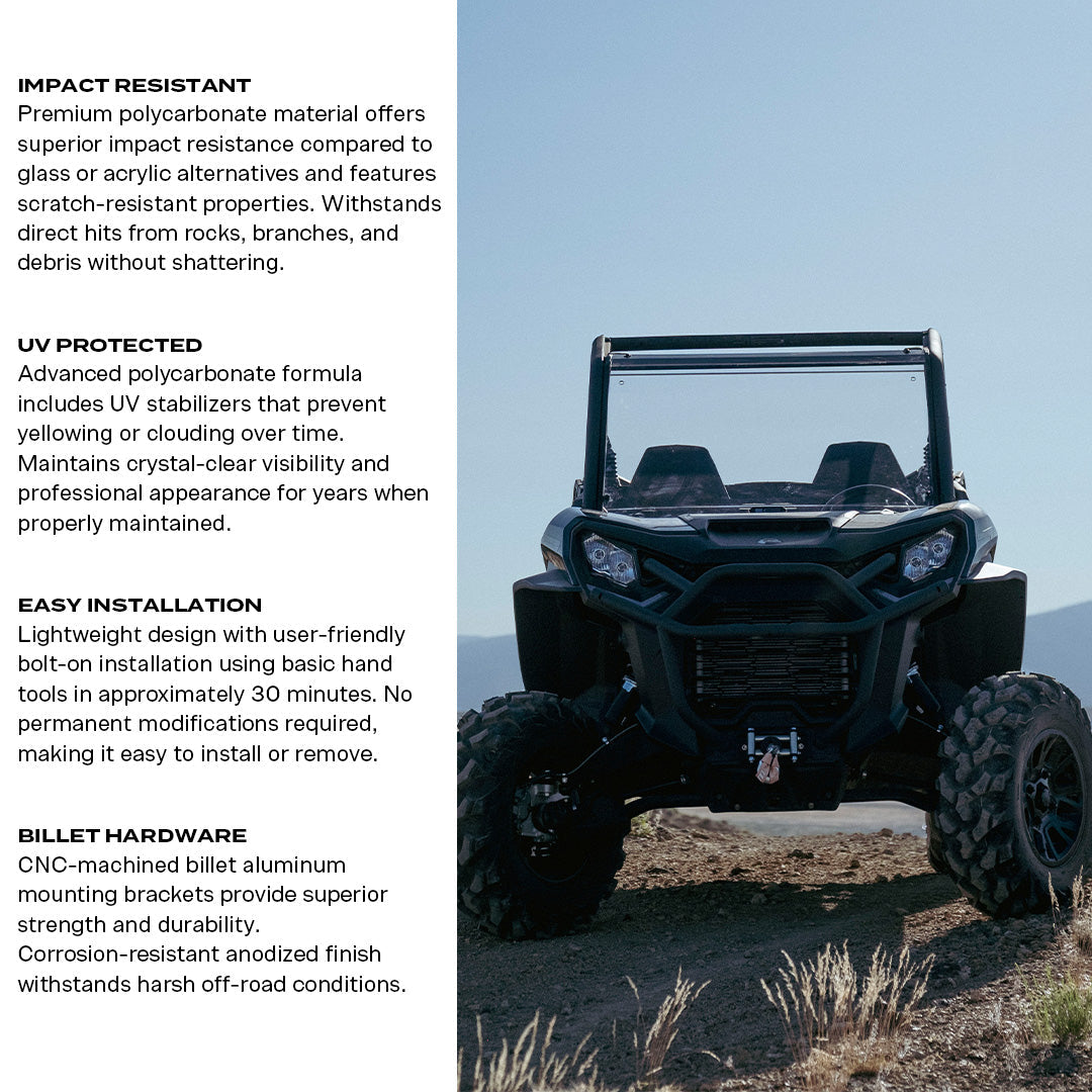Photo of Commander/Maverick Sport/ Maverick Trail Polycarbonate Full Front Windshield by Super Comp - Premium Polycarbonate Front Windshield for UTVs / Side by Sides