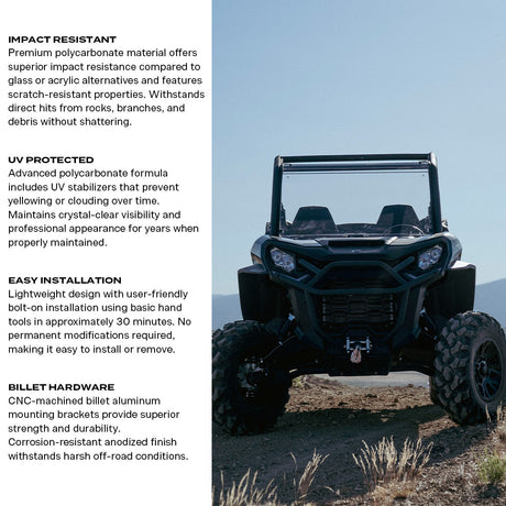 Photo of Commander/Maverick Sport/ Maverick Trail Polycarbonate Full Front Windshield by Super Comp - Premium Windshields for UTVs / Side by Sides