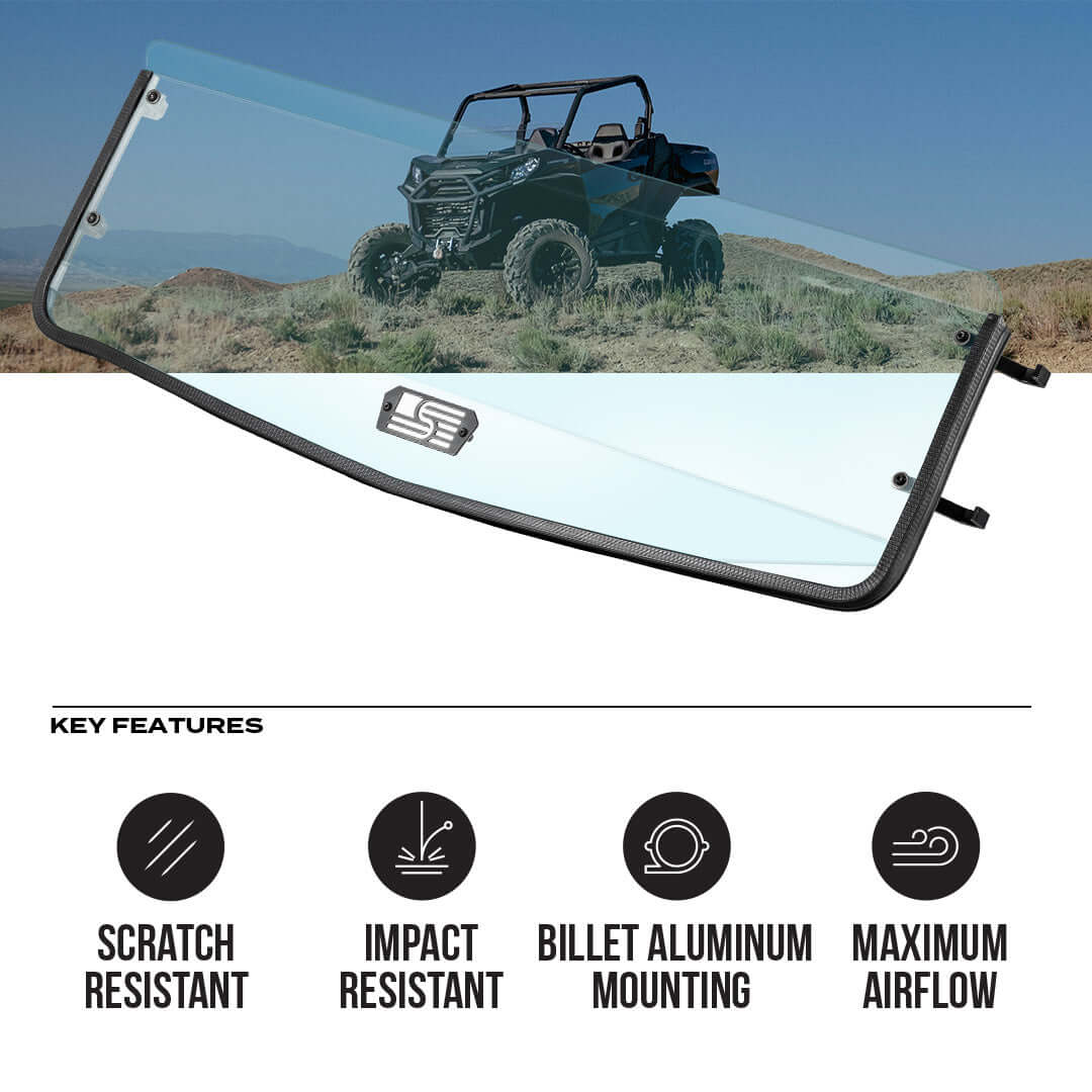 Photo of Commander/Maverick Sport/ Maverick Trail Polycarbonate Half Front Windshield by Super Comp - Premium Polycarbonate Front Windshield for UTVs / Side by Sides