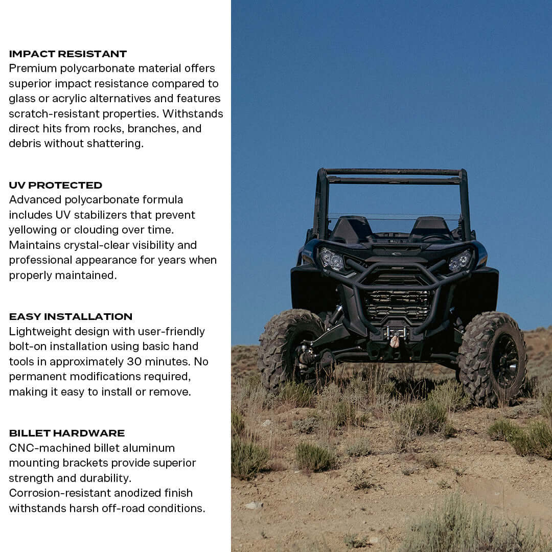 Photo of Commander/Maverick Sport/ Maverick Trail Polycarbonate Half Front Windshield by Super Comp - Premium Polycarbonate Front Windshield for UTVs / Side by Sides