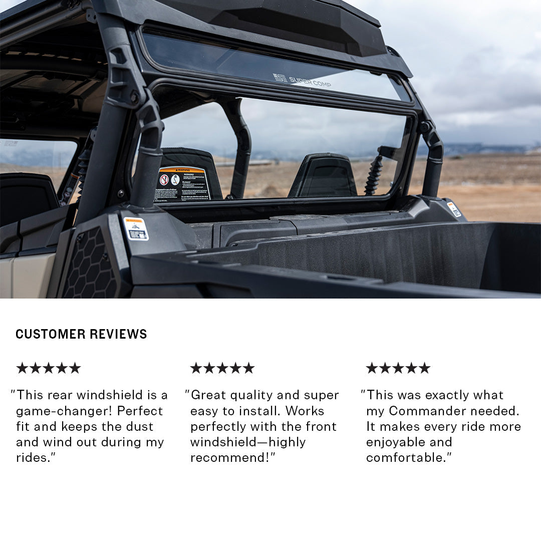 Photo of Can-Am Commander Tinted Rear Windshield by Super Comp - Premium Windshields for UTVs / Side by Sides