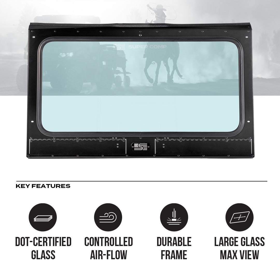 Photo of Can-Am Defender Front Windshield by Super Comp - Premium Glass Front Windshield for UTVs / Side by Sides