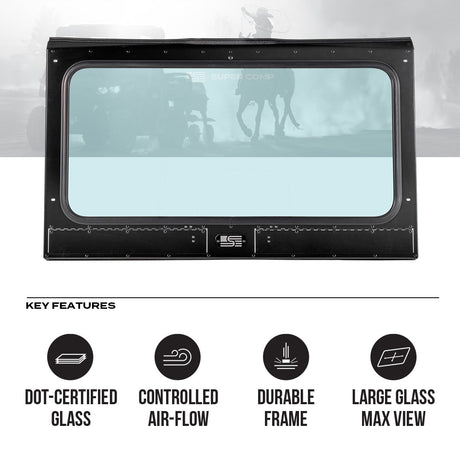 Photo of Can-Am Defender Front Windshield by Super Comp - Premium Glass Front Windshield for UTVs / Side by Sides