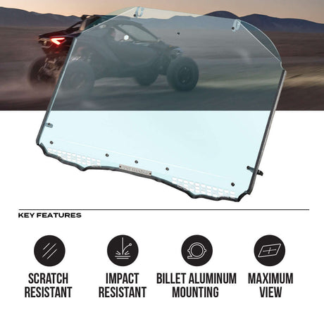 Photo of Can-Am Maverick R Polycarbonate Full Front Windshield by Super Comp - Premium Polycarbonate Front Windshield for UTVs / Side by Sides