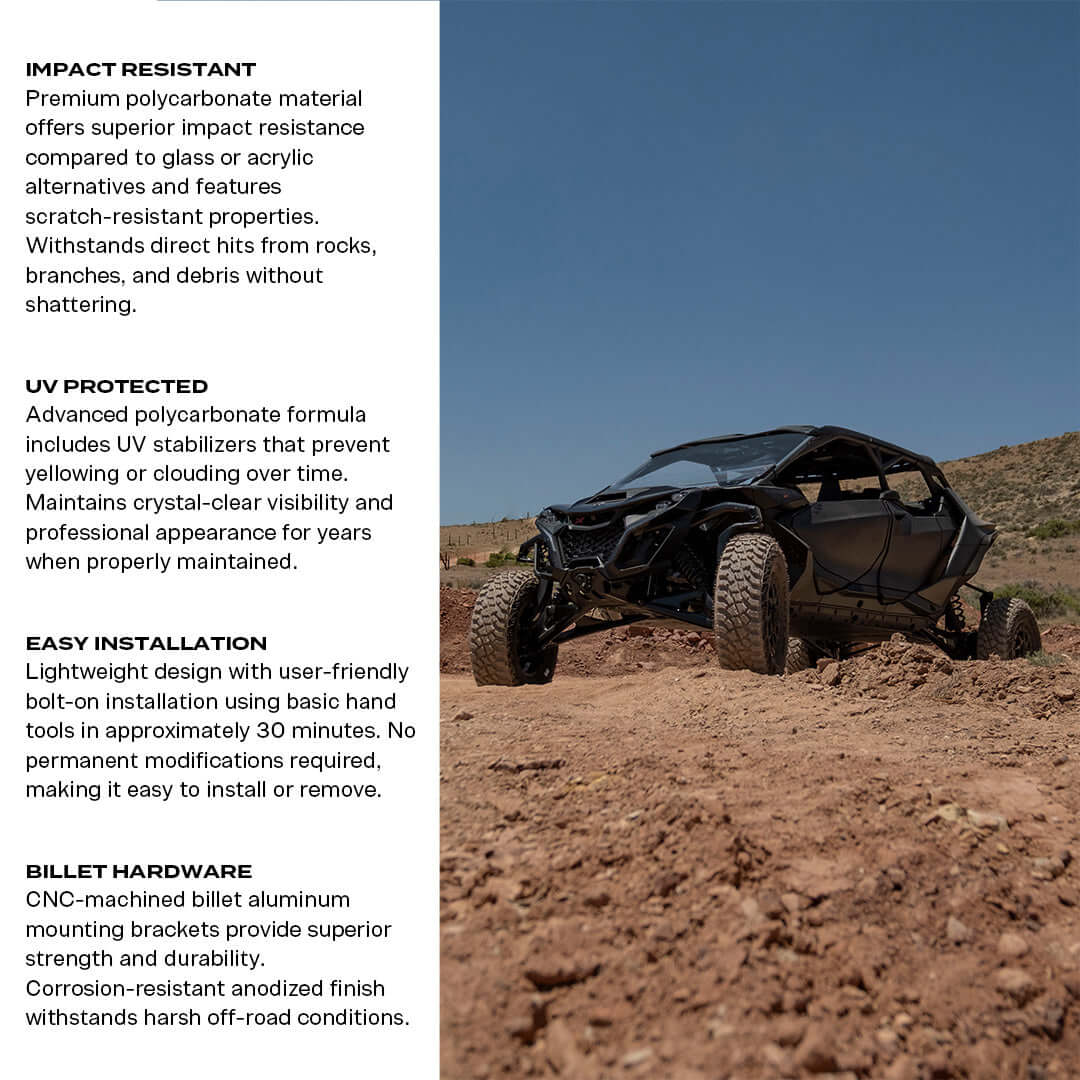 Photo of Can-Am Maverick R Polycarbonate Full Front Windshield by Super Comp - Premium Polycarbonate Front Windshield for UTVs / Side by Sides