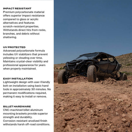 Photo of Can-Am Maverick R Polycarbonate Full Front Windshield by Super Comp - Premium Polycarbonate Front Windshield for UTVs / Side by Sides