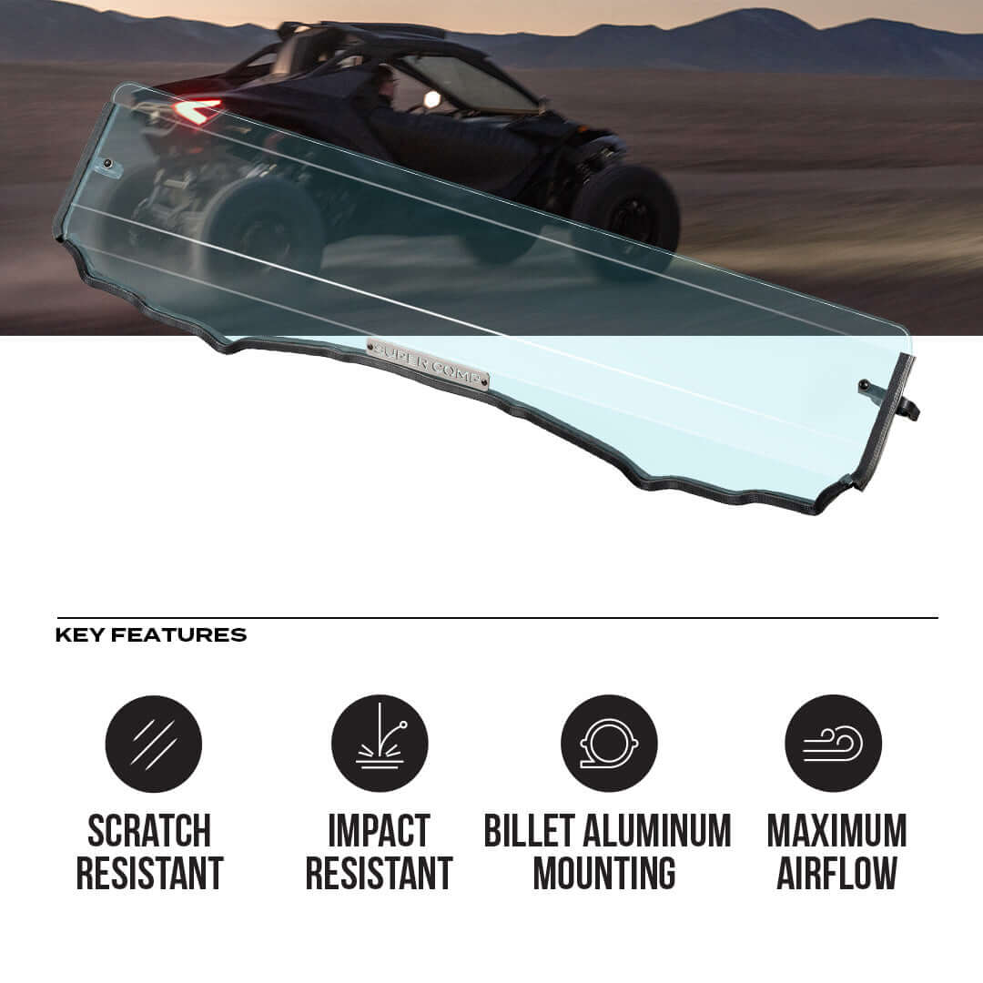 Photo of Can-Am Maverick R Polycarbonate Half Front Windshield by Super Comp - Premium Windshields for UTVs / Side by Sides