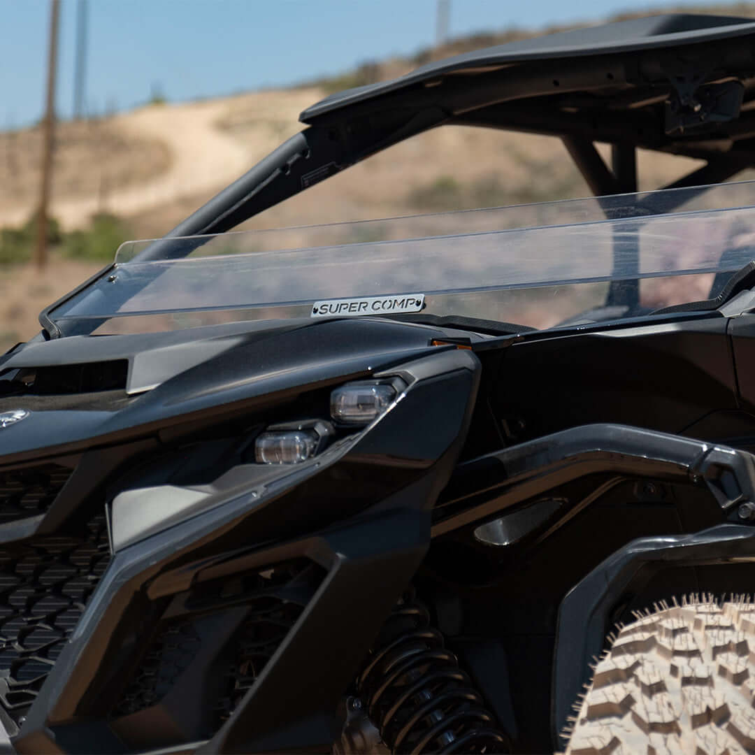 Photo of Can-Am Maverick R Polycarbonate Half Front Windshield by Super Comp - Premium Polycarbonate Front Windshield for UTVs / Side by Sides