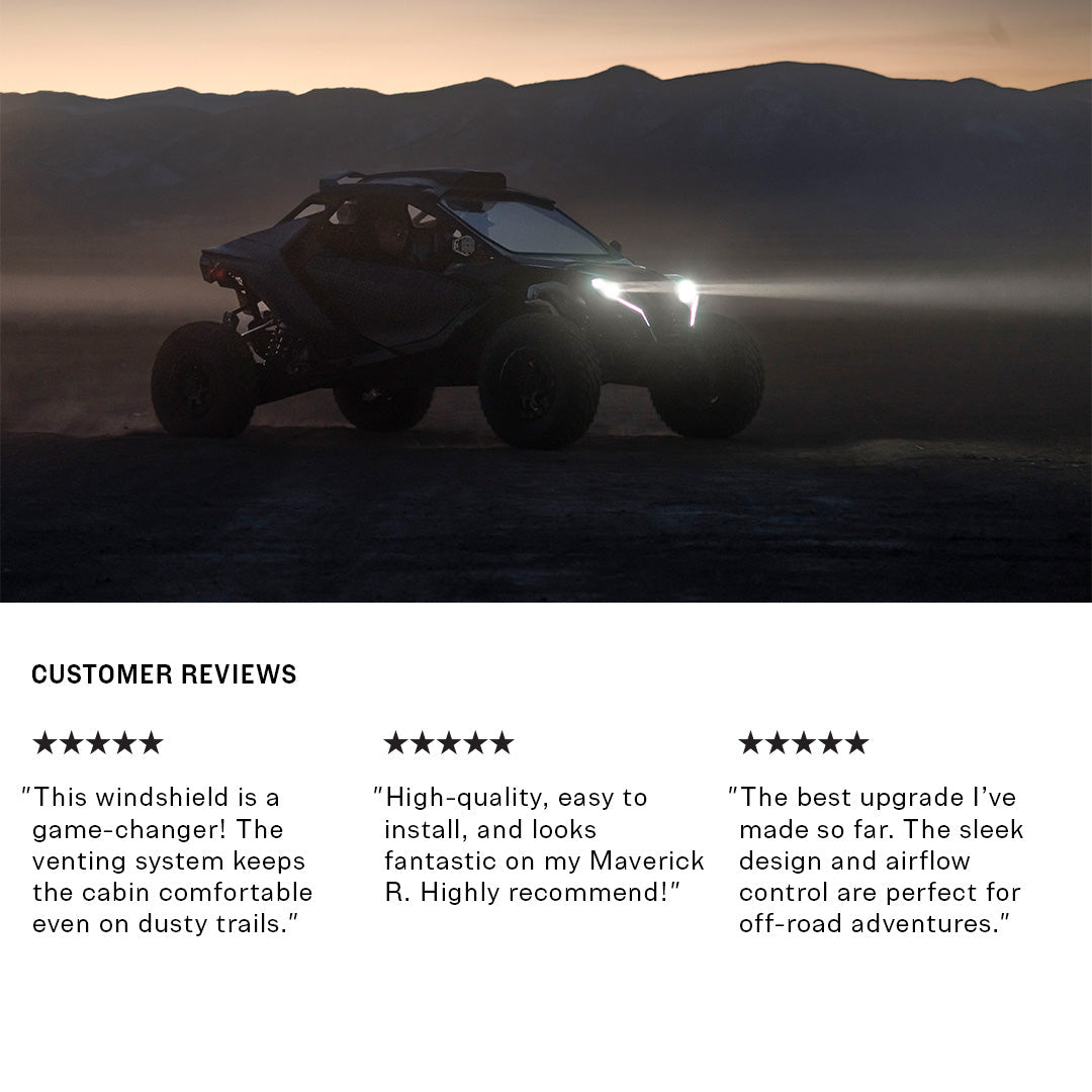 Photo of Can-Am Maverick R Front Windshield by Super Comp - Premium Glass Front Windshield for UTVs / Side by Sides