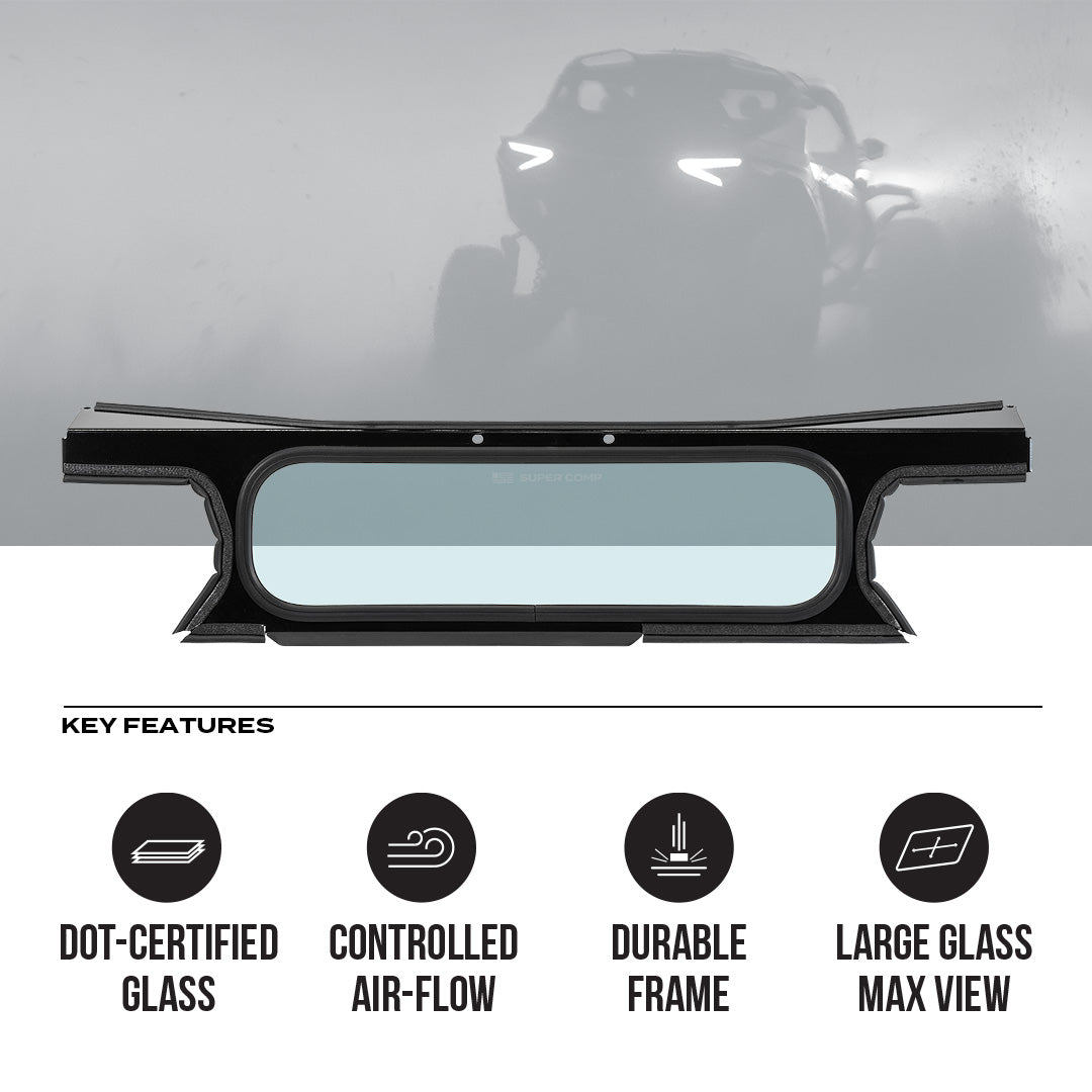 Photo of Can-Am Maverick R Rear Windshield by Super Comp - Premium Rear Windshield for UTVs / Side by Sides