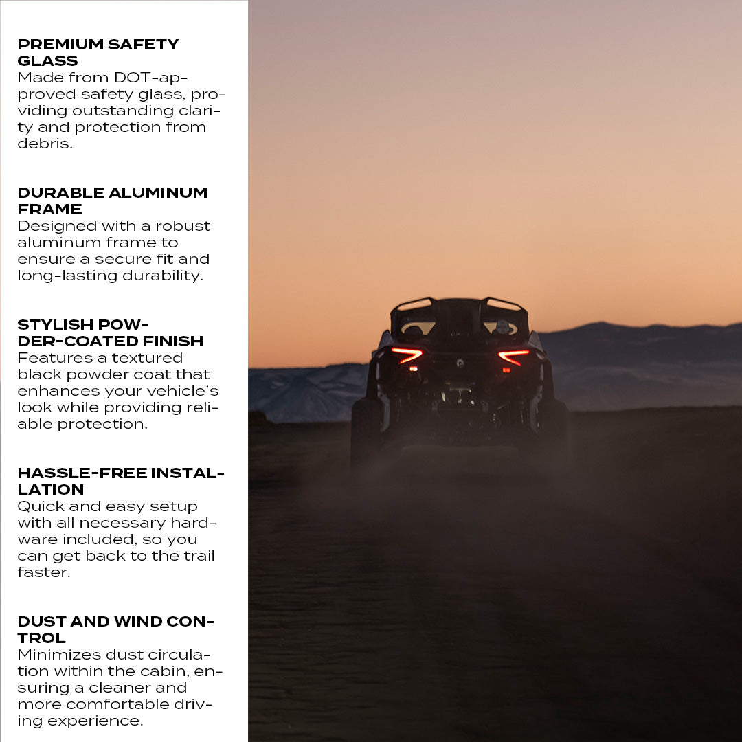Photo of Can-Am Maverick R Rear Windshield by Super Comp - Premium Rear Windshield for UTVs / Side by Sides