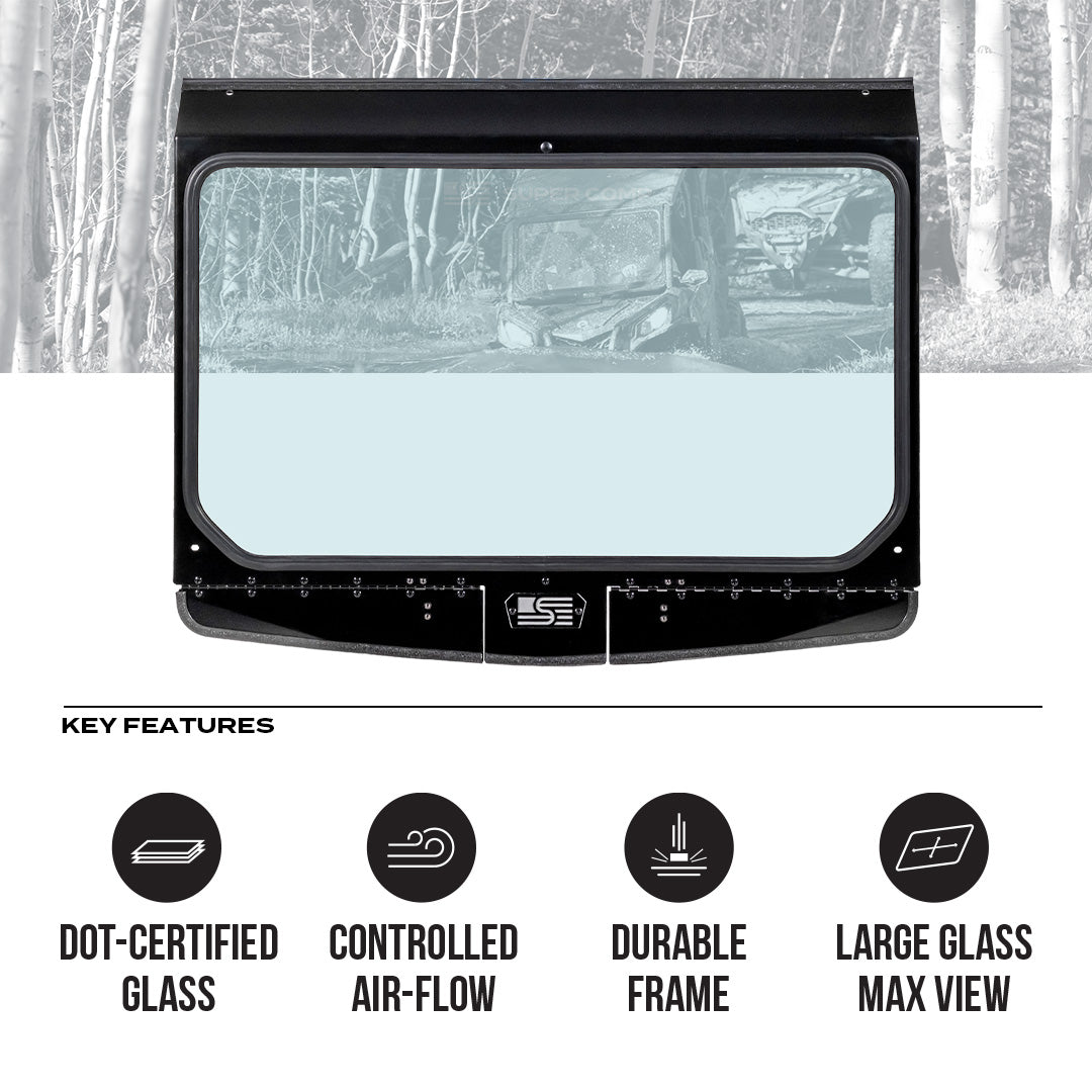 Photo of Can-Am Maverick Sport Front Windshield by Super Comp - Premium Glass Front Windshield for UTVs / Side by Sides