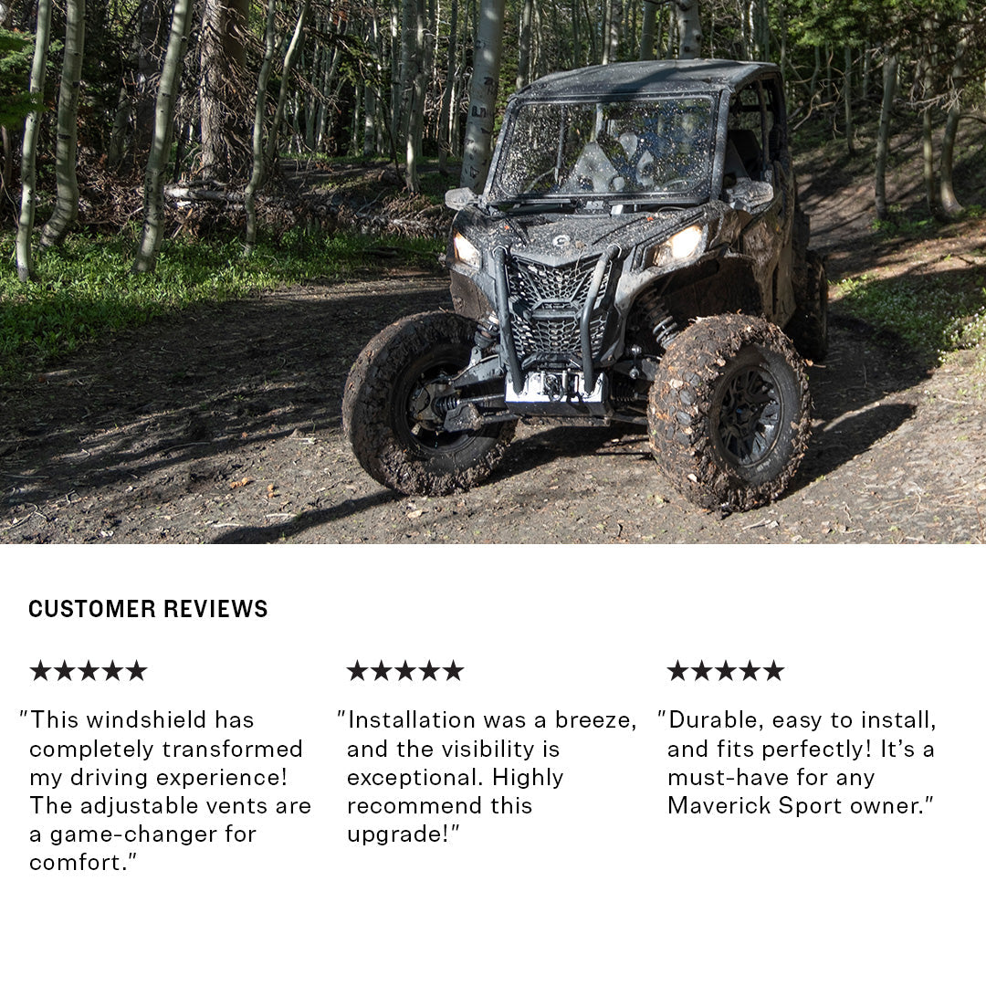 Photo of Can-Am Maverick Sport Front Windshield by Super Comp - Premium Glass Front Windshield for UTVs / Side by Sides