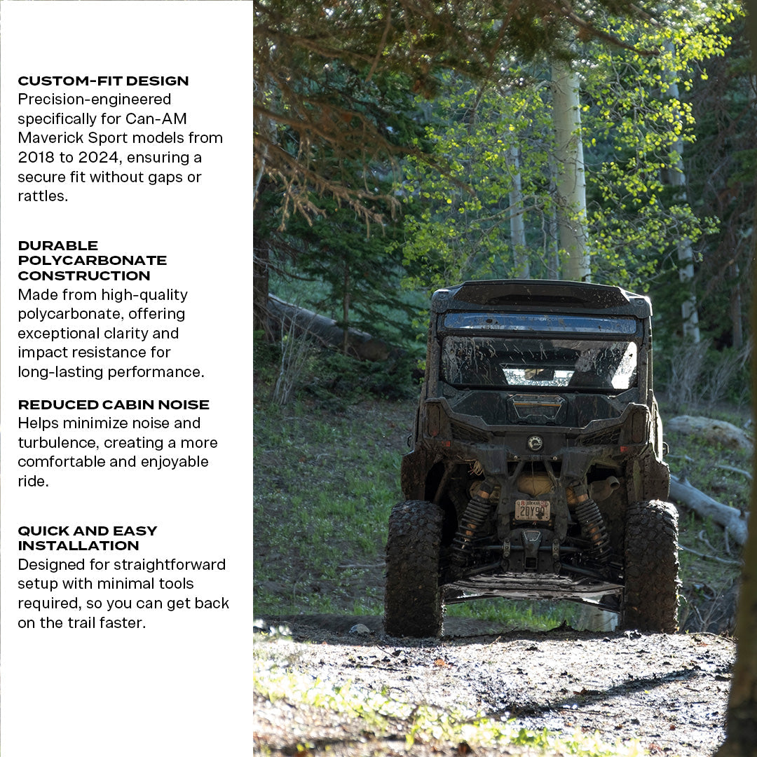 Photo of Can-Am Maverick Sport Rear Windshield by Super Comp - Premium Rear Windshield for UTVs / Side by Sides