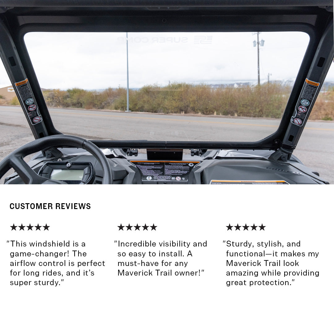 Photo of Can-Am Maverick Trail Front Windshield by Super Comp - Premium Windshields for UTVs / Side by Sides