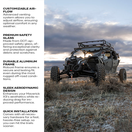 Photo of Can-Am Maverick X3 Front Windshield by Super Comp USA - Premium Glass Front Windshield for UTVs / Side by Sides