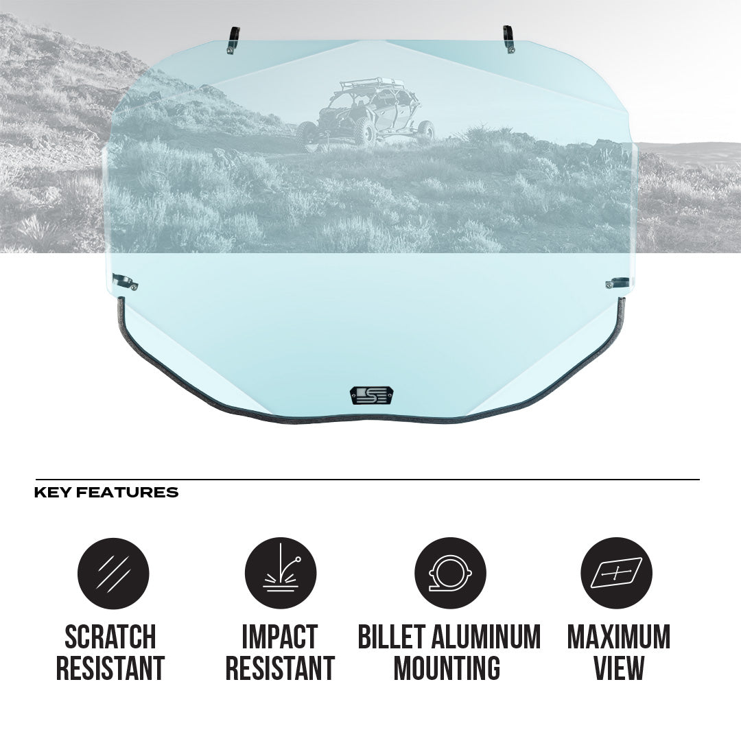 Photo of Can-Am Maverick X3 Polycarbonate Full Front Windshield by Super Comp - Premium Windshields for UTVs / Side by Sides