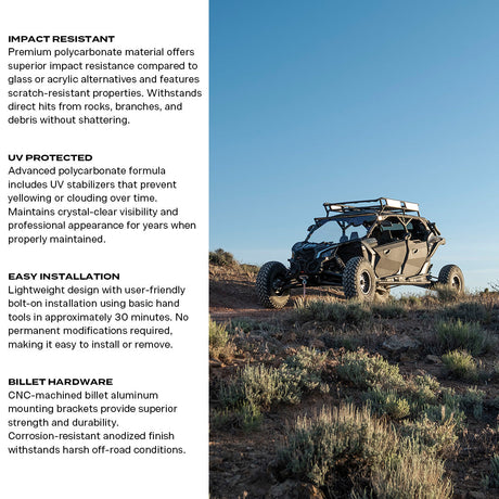 Photo of Can-Am Maverick X3 Polycarbonate Full Front Windshield by Super Comp - Premium Polycarbonate Front Windshield for UTVs / Side by Sides