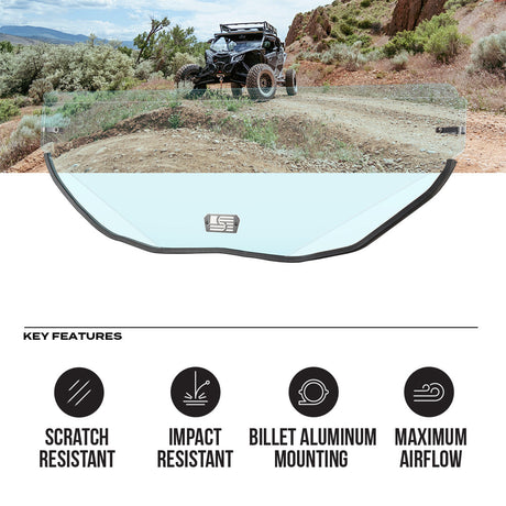 Photo of Can-Am Maverick X3 Polycarbonate Half Front Windshield by Super Comp - Premium Polycarbonate Front Windshield for UTVs / Side by Sides