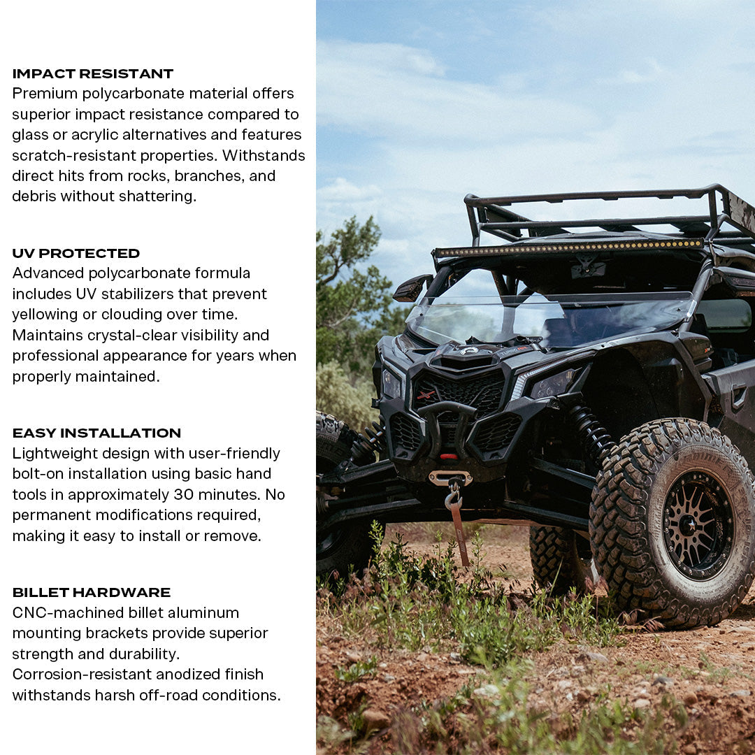 Photo of Can-Am Maverick X3 Polycarbonate Half Front Windshield by Super Comp - Premium Polycarbonate Front Windshield for UTVs / Side by Sides